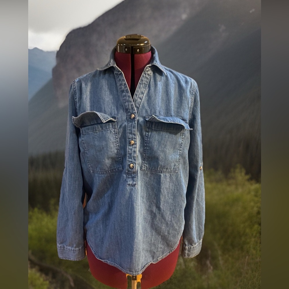 Falls Creek Women’s Denim Top Long Sleeve Small